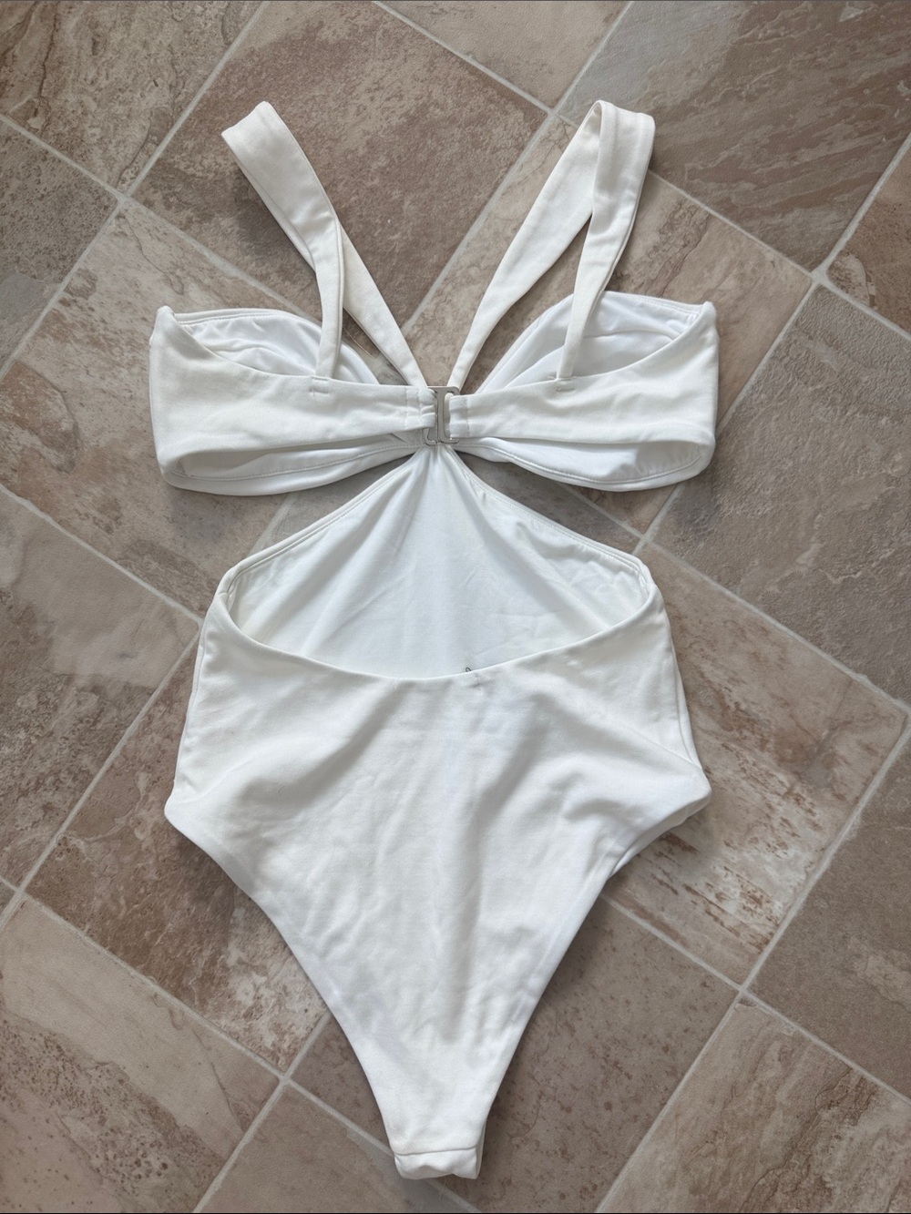 H:OURS White One-Piece Cutout Swimsuit - Picture 4 of 4